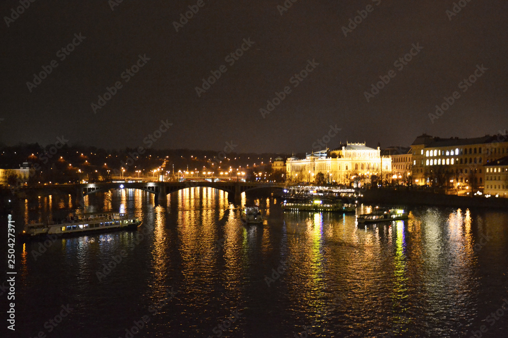 night Prague, Charles Bridge, Christmas Prague