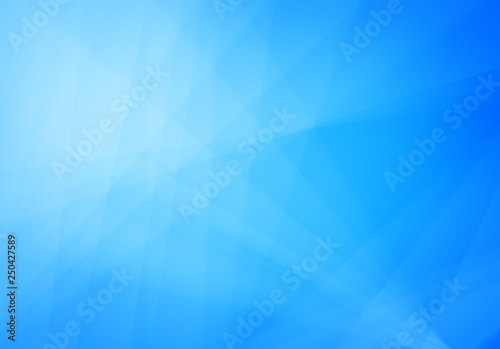 Abstract blue and turquoise background with light and transparent lines, triangle shapes and diagonal stripes in random pattern. Business report or corporate background concept. Copy space.