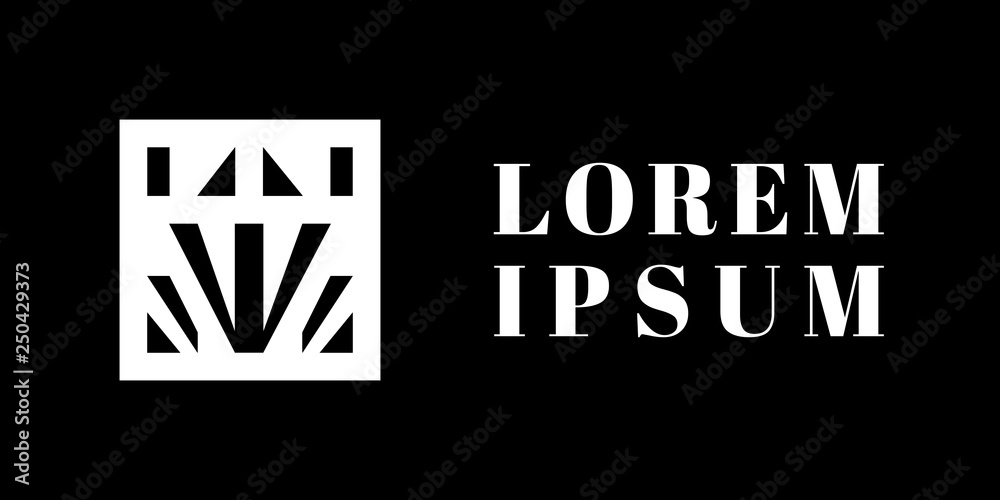 Stylish monogram or logo isolated on black background. Black and white. Vector EPS10 Stylish monogram or logo isolated on black background. Black and white. Vector EPS10
