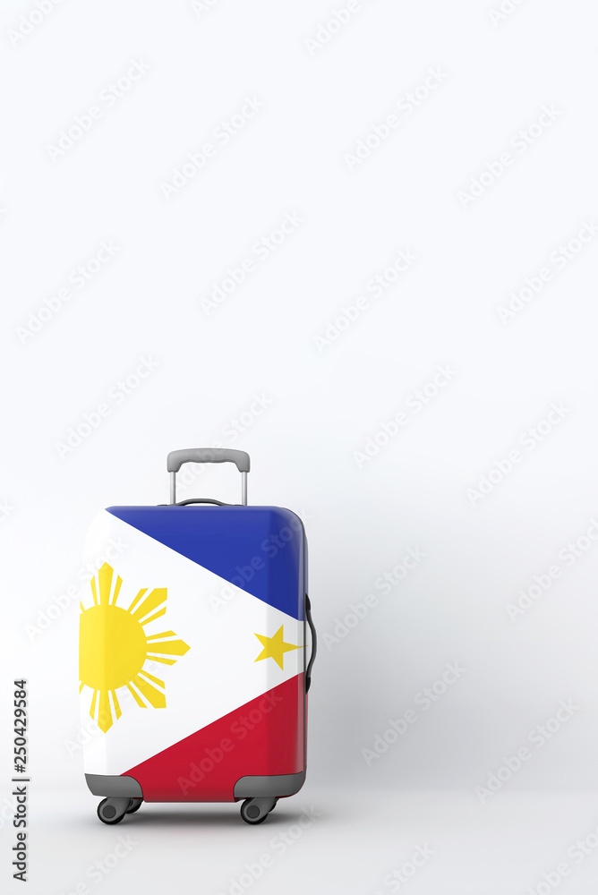 Travel suitcase with the flag of Philippines. Holiday destination. 3D Render