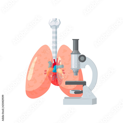 Lungs diagnostic vector design in flat style