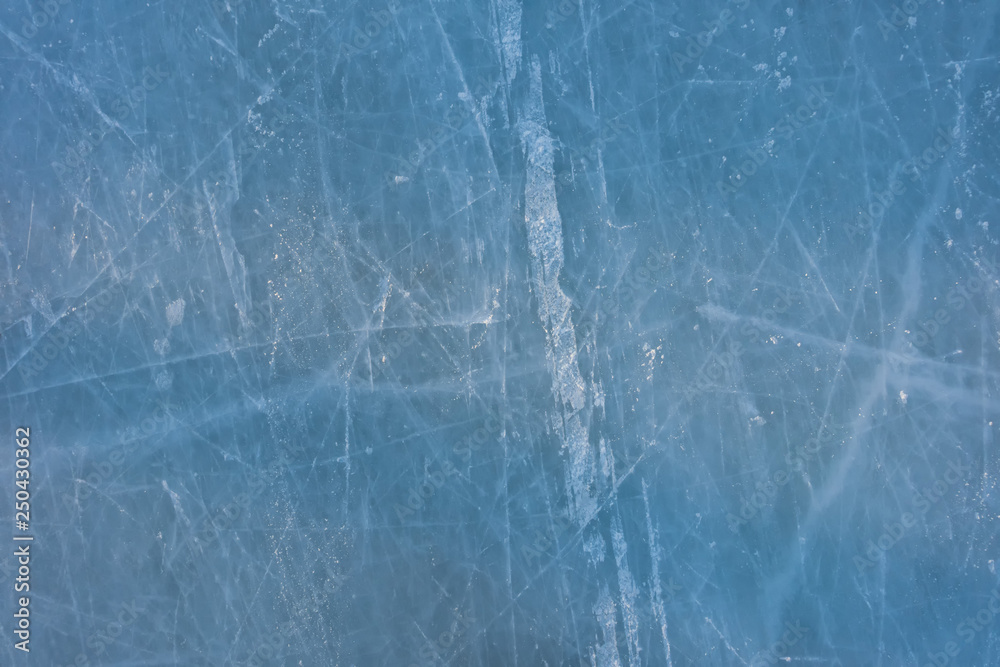 Ice hockey rink background or texture, macro, top view
