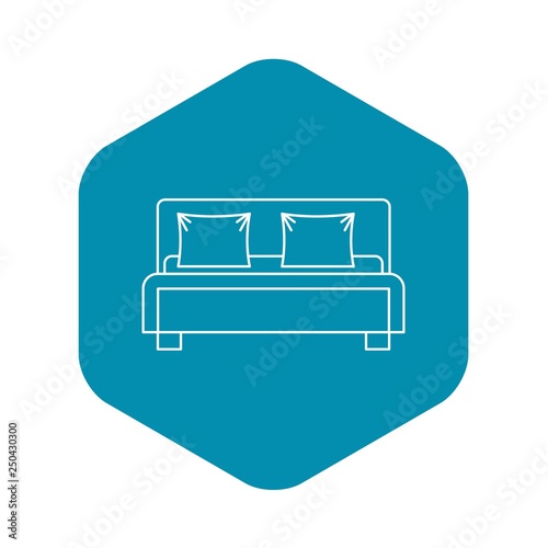 Double bed icon. Outline illustration of double bed vector icon for web