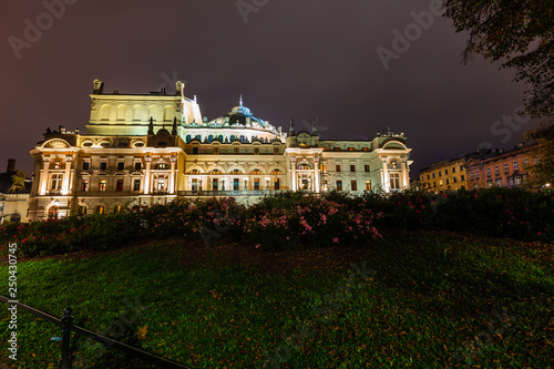 Juliusz Slowacki Theatre in Krakow, Poland at night photo