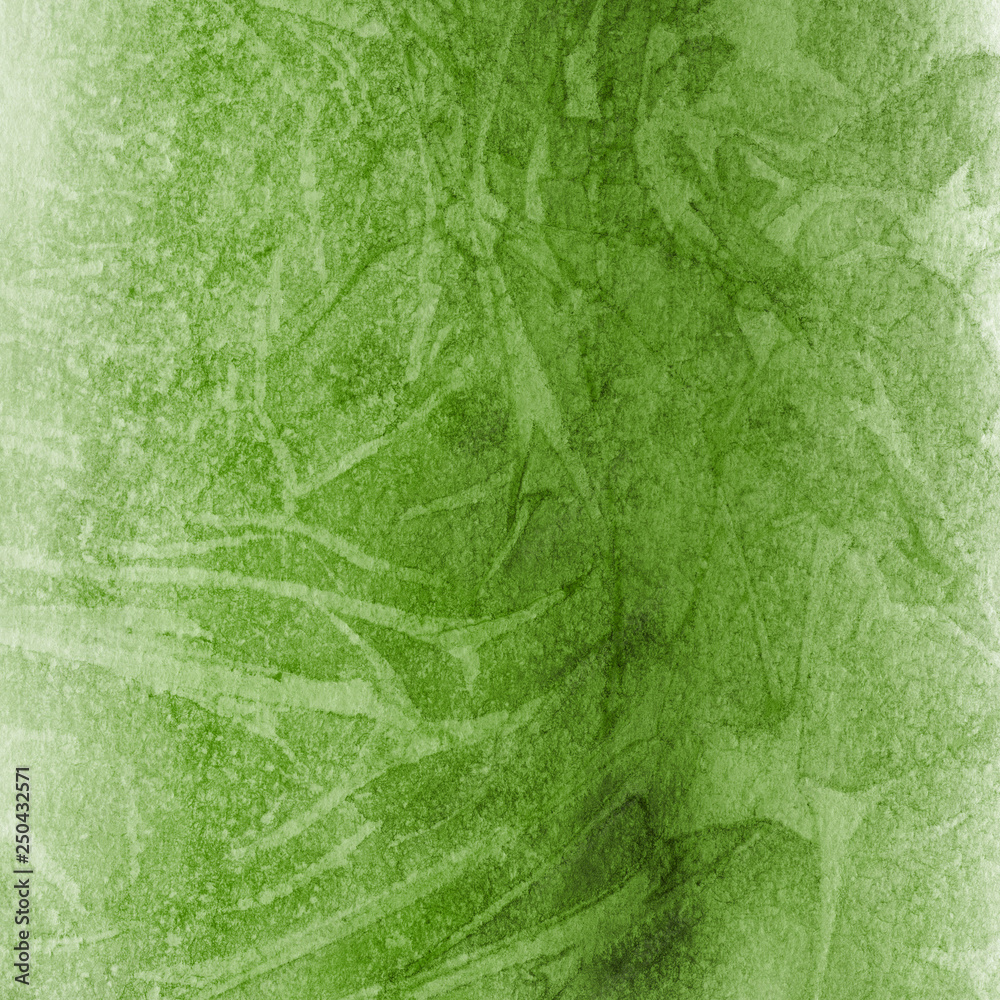 Fototapeta premium Green ink and watercolor textures on white paper background. Paint leaks and ombre effects. Hand painted abstract image.