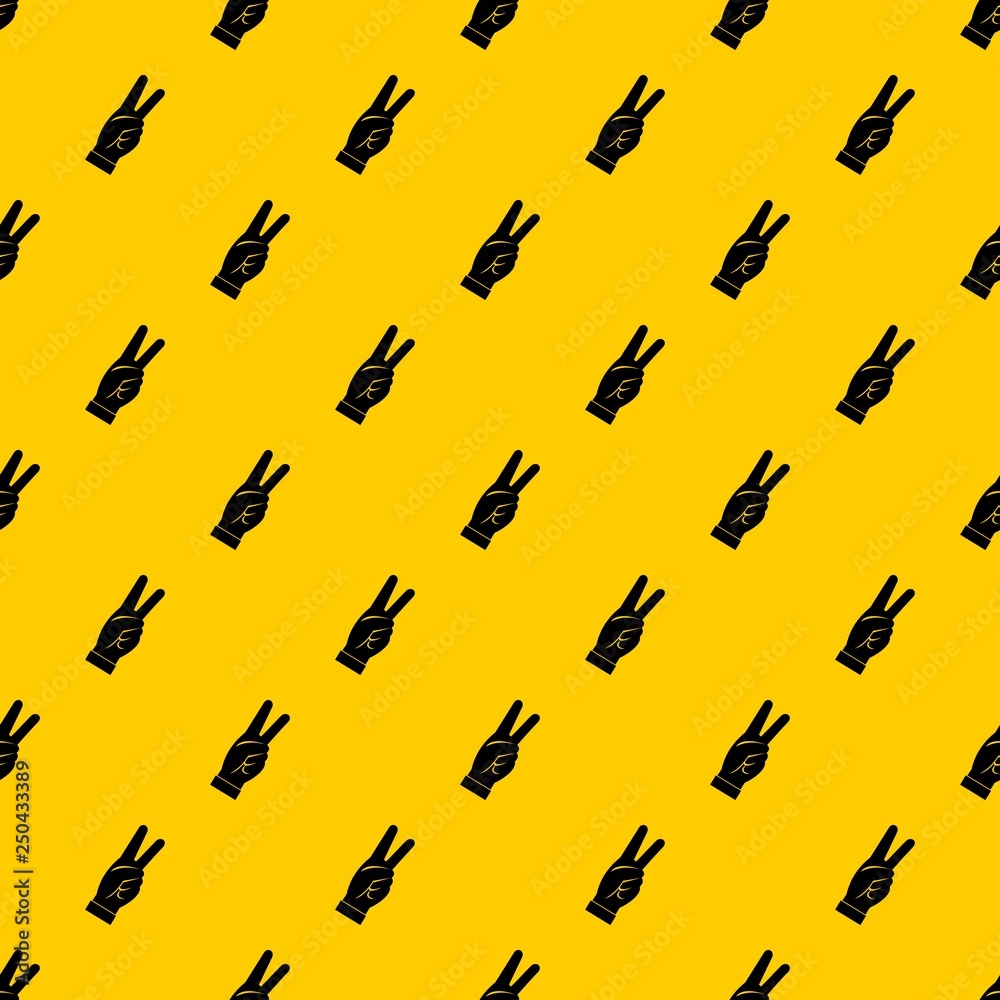 Hand showing victory sign pattern seamless vector repeat geometric yellow for any design Hand showing victory sign pattern seamless vector repeat geometric yellow for any design