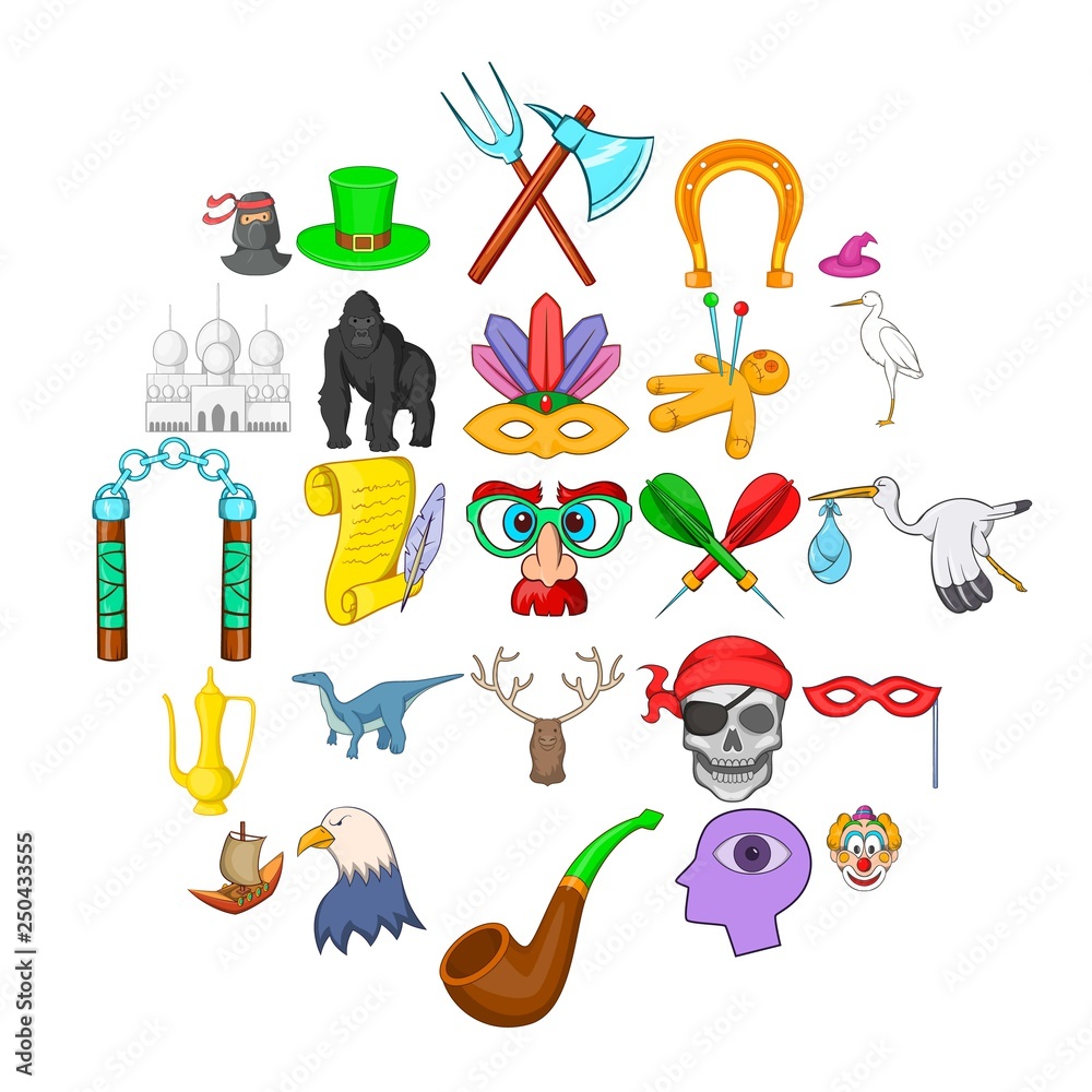 Fantasy icons set. Cartoon set of 25 fantasy vector icons for web isolated on white background