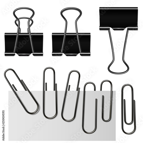set of paper clip with paper, isolated