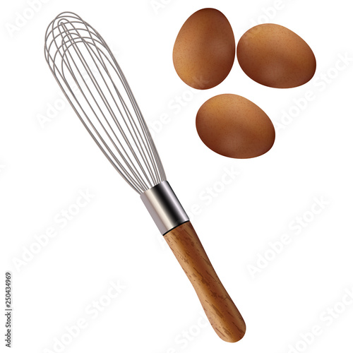 Vector wire whisk with eggs
