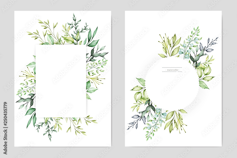 watercolor floral frame multi purpose background - obrazy, fototapety, plakaty 