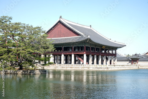 River view and blue sky in the palace area Gyeongbokgung In Seoul, South Korea.