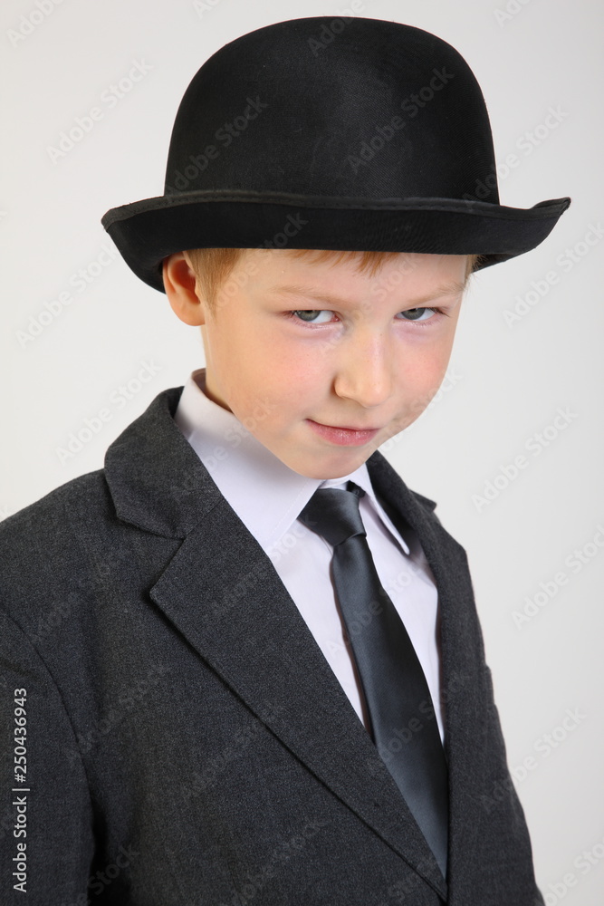 hat, boy, smile, school clothes, portrait, boy, child, schoolboy with a phone, artist, actor