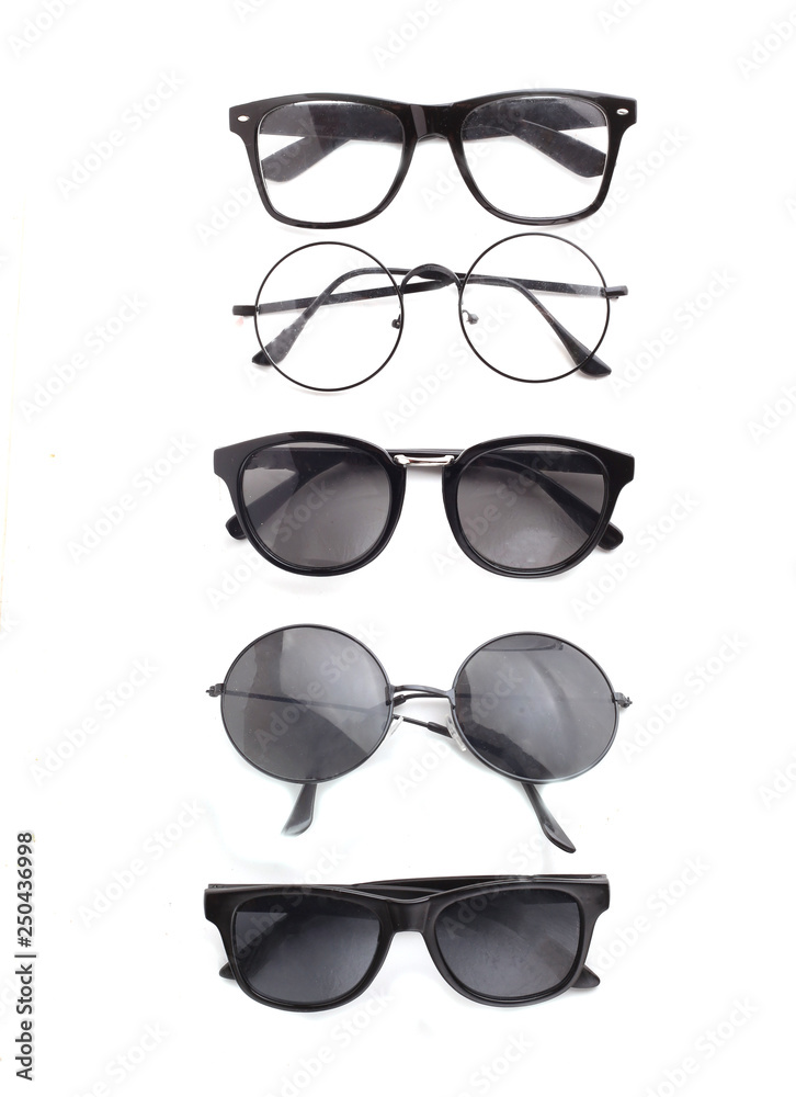 set of glasses on a white background