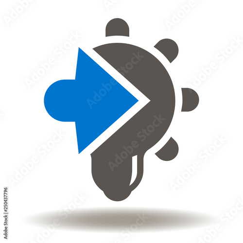 Light bulb arrow integration icon vector. Integrate innovative technology logo. Innovation ideas integrated symbol.
