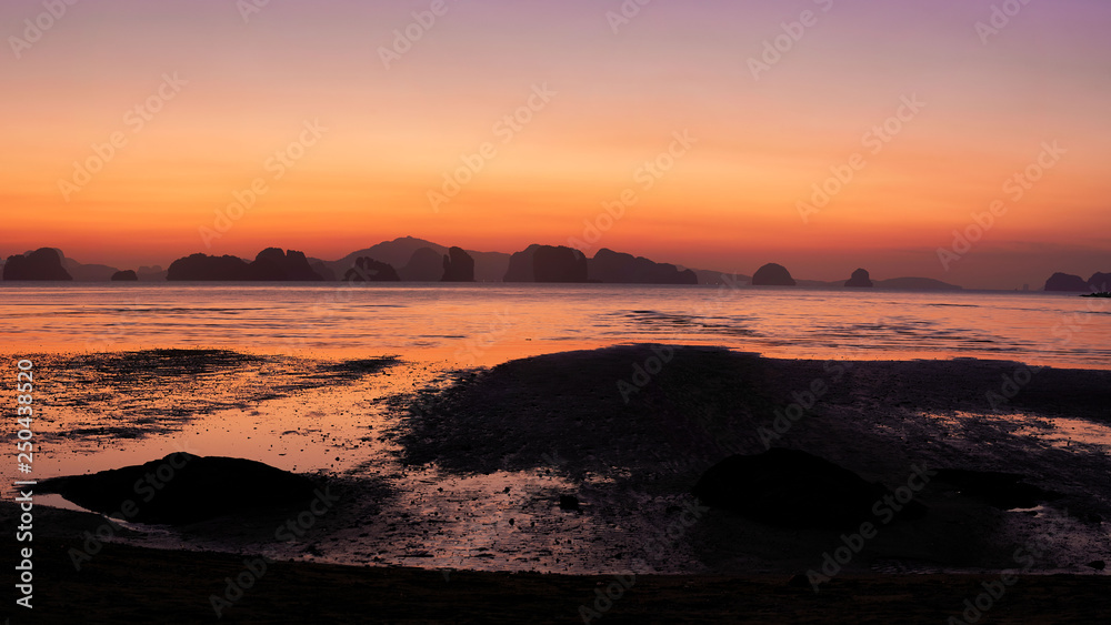 Panoramic view of sunrise at Koh Yao Noi island