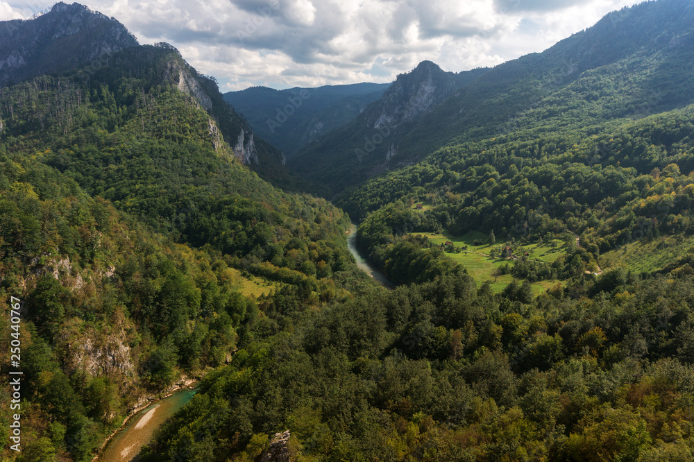 Scenic mountains and deep river Tara canyon, Montenegro