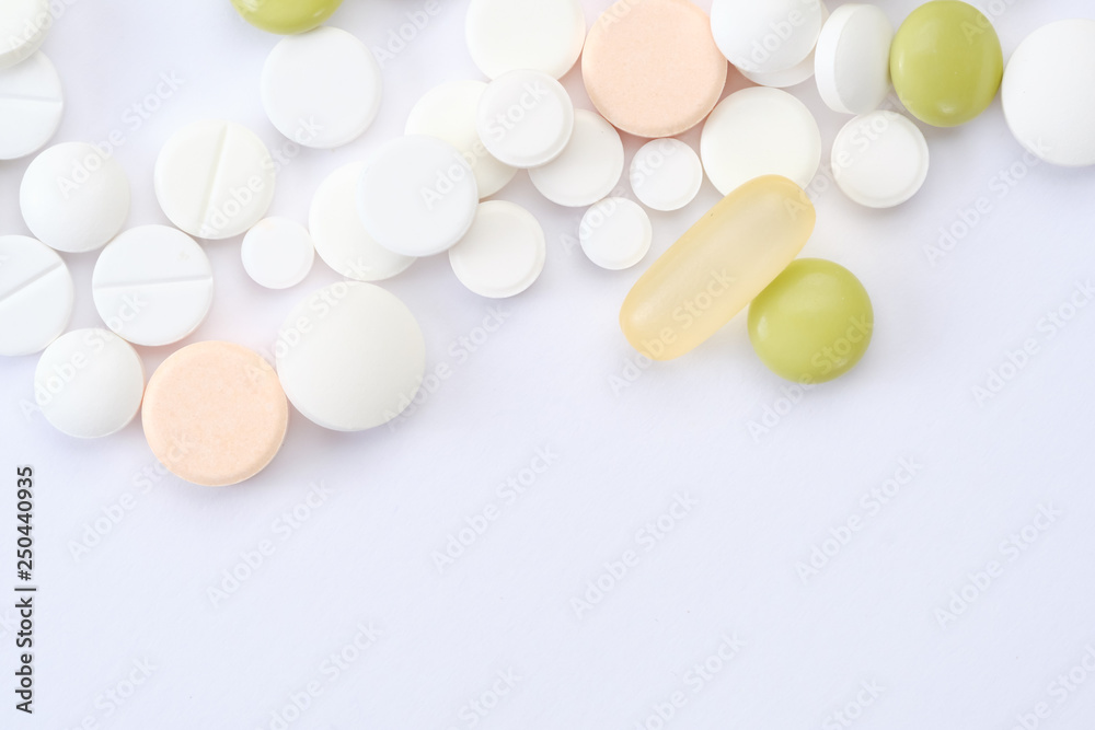pills and tablets capsule isolated on white background
