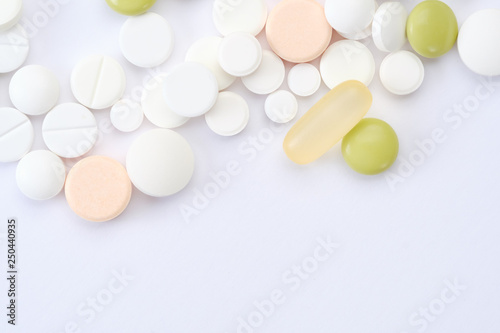 pills and tablets capsule isolated on white background
