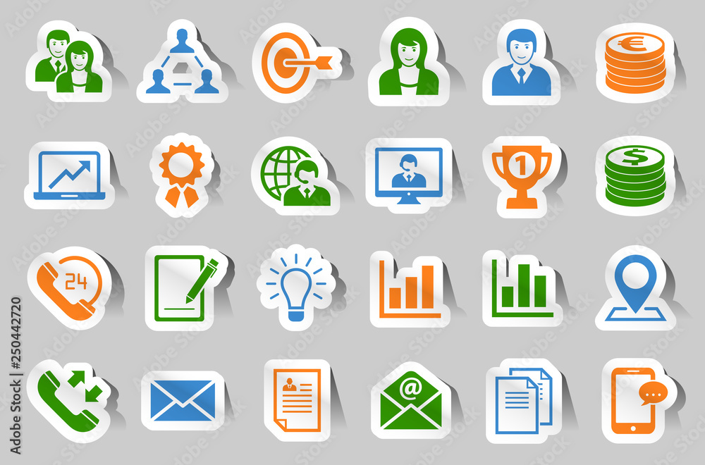 Business sticker icon set