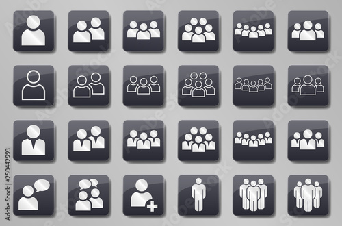 Person people team grey button set
