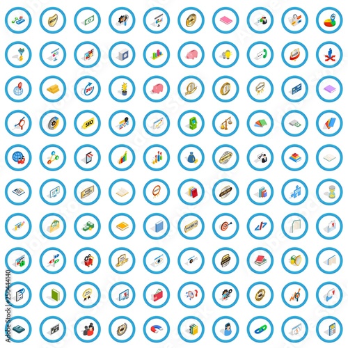 100 bank icons set in isometric 3d style for any design vector illustration