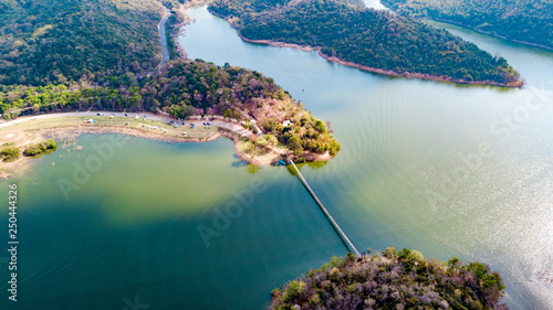 Kaeng Krachan Dam national park, Phetchaburi province, Thailand in aerial view from drone photo