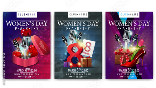 Three modern posters for women's day for parties