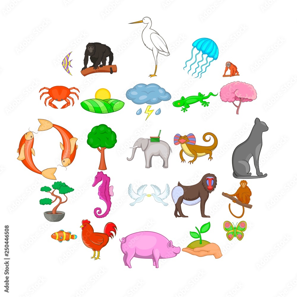 Fototapeta premium Wild animal icons set. Cartoon set of 25 wild animal vector icons for web isolated on white background