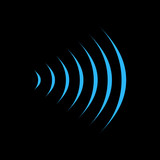 wifi sound signal connection, sound radio wave logo symbol. vector illustration isolated on black background.