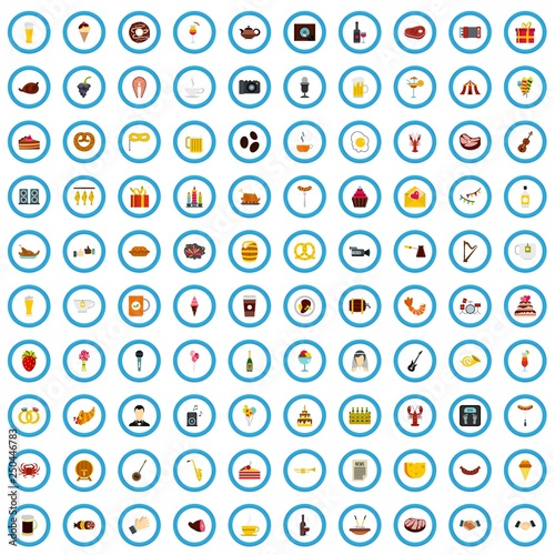 100 banquet icons set in flat style for any design vector illustration