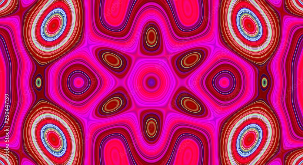 Psychedelic symmetry abstract pattern and hypnotic background,  crazy swirl.