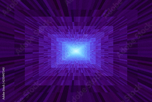 Abstract violet gradient background. Texture with rectangular blocks in perspective. Mosaic pattern Light at the end of the tunnel