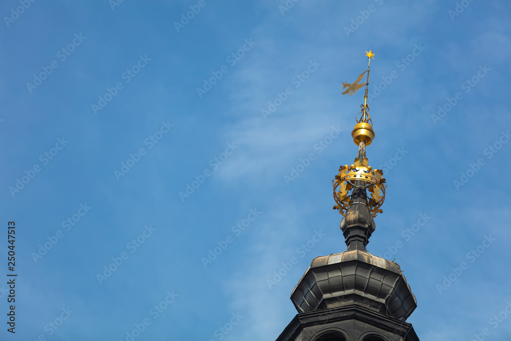 closeup of Town Hall Tower in Krakow, Poland