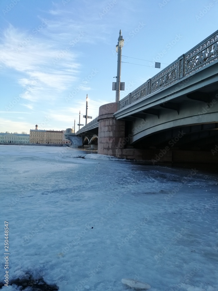 Bridge and winter river
