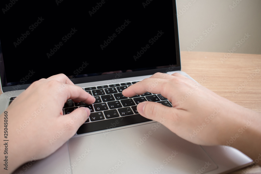 Close-up pictures of hands that are working on laptops seriously. Close-up pictures of hands that are working on laptops seriously.