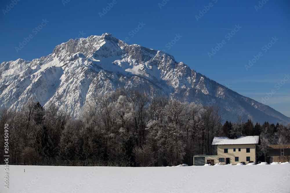 Mühlbach am Hochkönig snow mountain range in austria