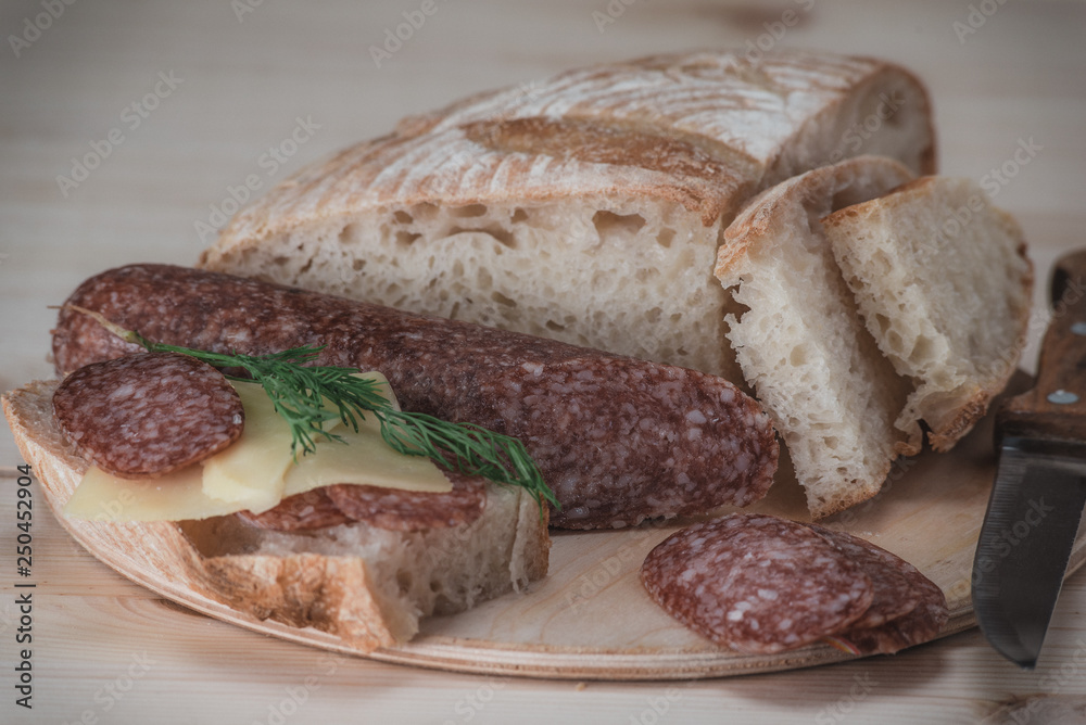 Sandwiches with salami and cheese Sandwiches with salami and cheese
