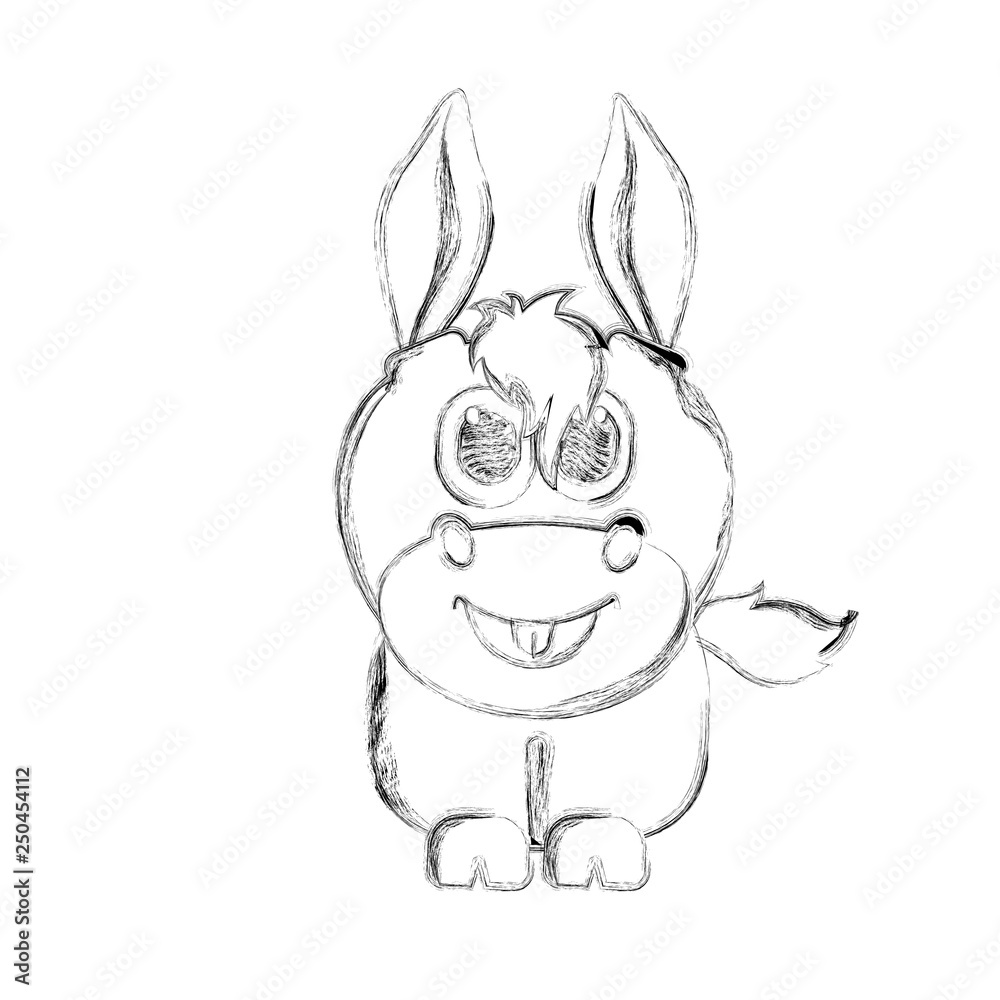 Sketch of a cute donkey. Vector illustration design