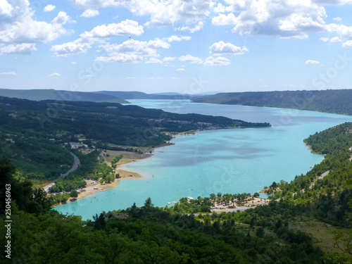 Blue Lac de Sainte-Croix lake near Verdon gorges in Provence, France