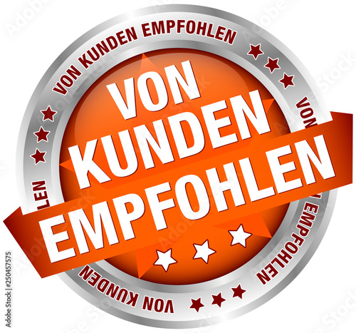 Button Banner "Von Kunden empfohlen" Orange/Silber