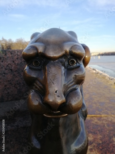 Lion head in metal