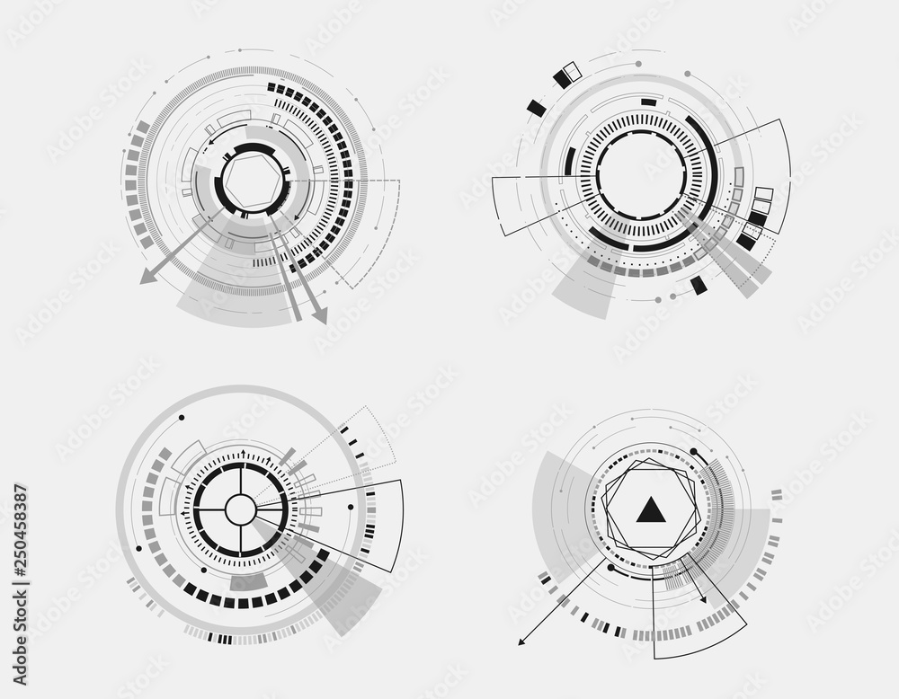 Vector icon set technology circle design. Vector icon set technology circle design.