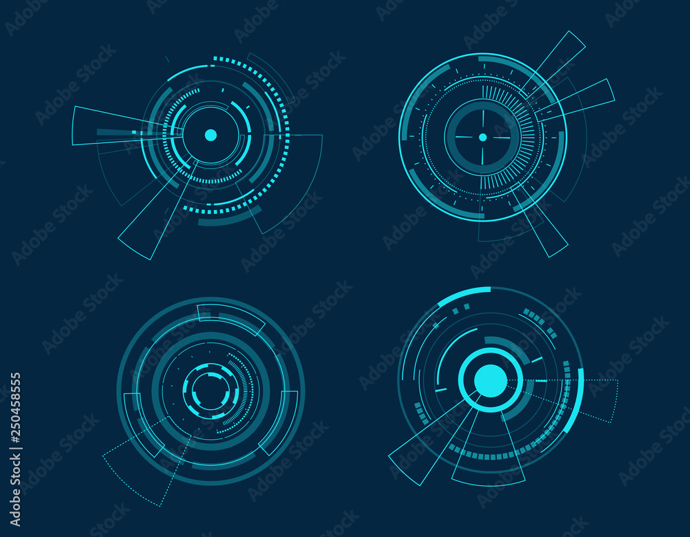 Vector icon set technology circle design. Vector icon set technology circle design.