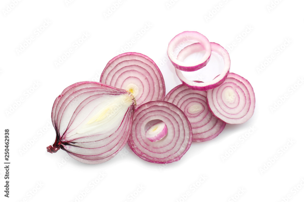 Fototapeta premium Cut onion on white background