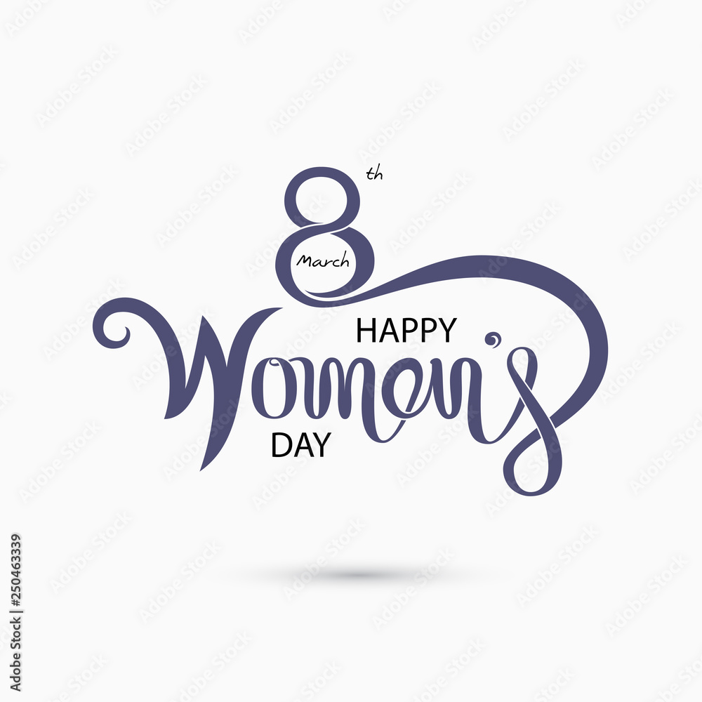 Fototapeta premium Pink Happy International Women's Day Typographical Design Elements.International Women's day symbol.Design for international women's day concept.Vector illustration