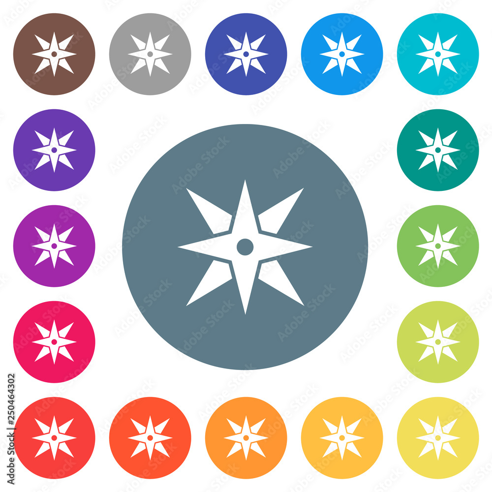 Compass flat white icons on round color backgrounds Compass flat white icons on round color backgrounds