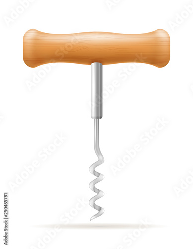 corkscrew for opening a cork in a wine bottle vector illustration