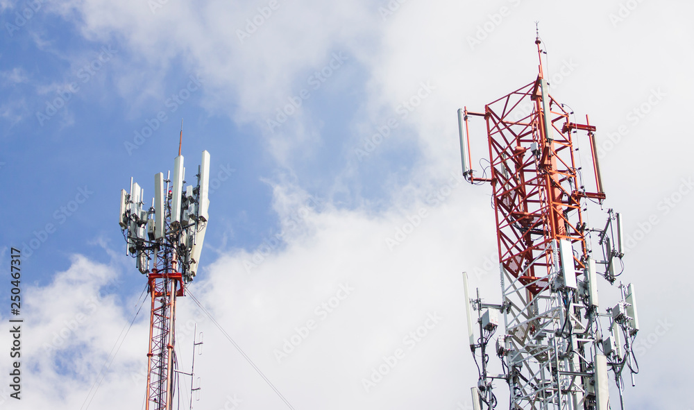 3G, 4G and 5G cellular. Base Station or Base Transceiver Station.  Telecommunication tower with antennas. Wireless Communication Antenna  Transmitter. Development of communication system in urban area Photos |  Adobe Stock
