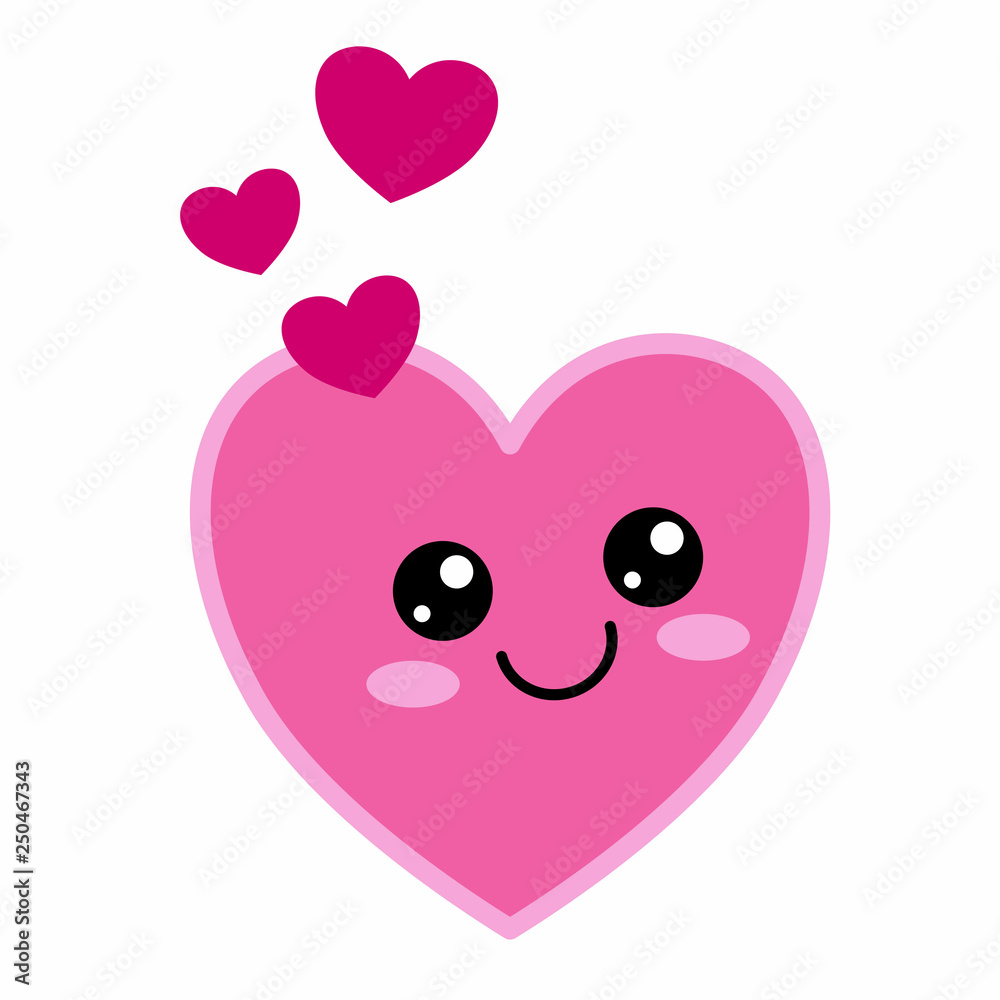 Pink happy smiling heart cartoon Stock Vector | Adobe Stock
