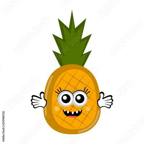 Isolated happy pineapple cartoon. Vector illustration design